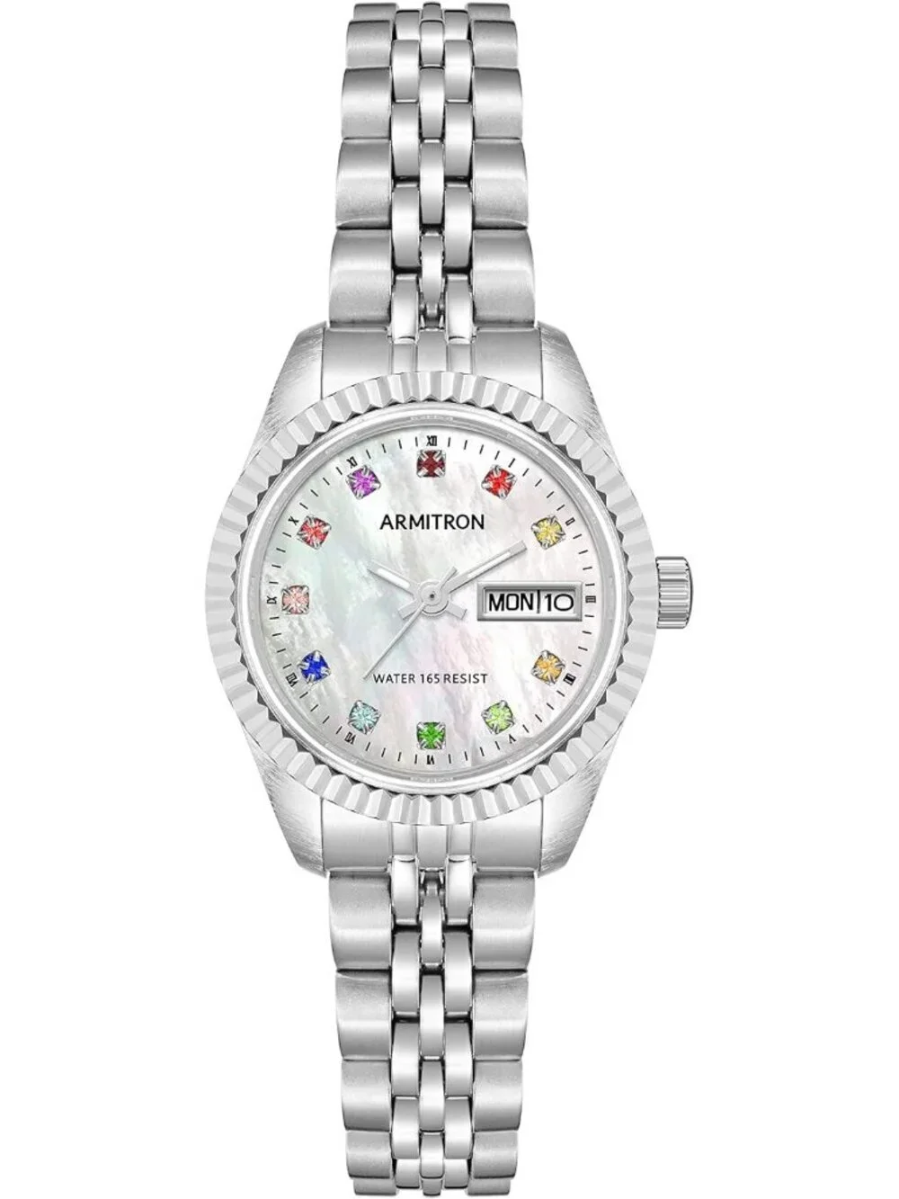 Armitron Women's Silver Genuine Crystal Accented Bracelet Round Luxury Watch